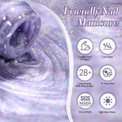 BORN PRETTY 10ml Rainbow Purple Water Light Cat Magnetic Gel Nail
