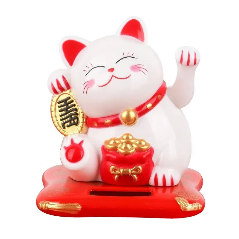 1pc Lucky Beckoning Cat Solar Powered Waving Wealth Good Fortune
