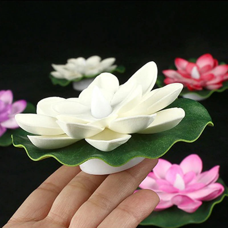 1PC/6PCS LED Lotus Night Lamp Floating Water Sensor Flower Lamp Garden