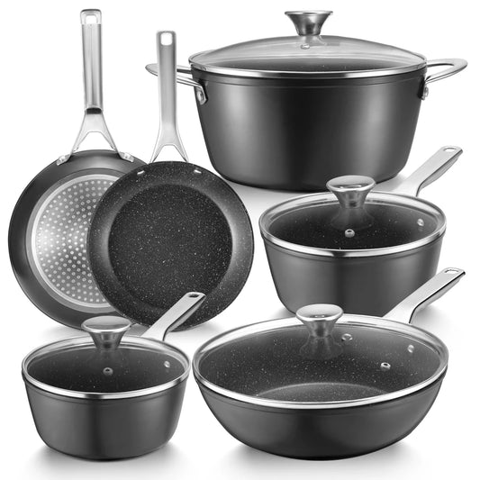 10-Piece, BEZIA Pots and Pans Set for Induction Cooktop