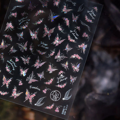 Halloween 5D Nail Art Stickers Sweet Pink Heart-Shaped Pumpkins Black