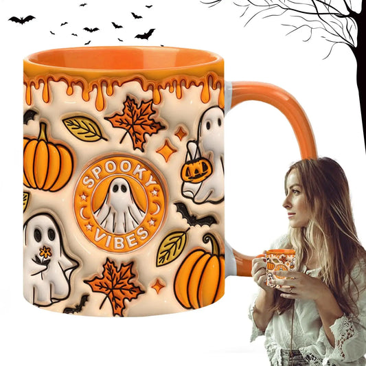 Ghost Mug 3D Milk Mug With Handle Ceramic Tea Mug 350ml Spooky