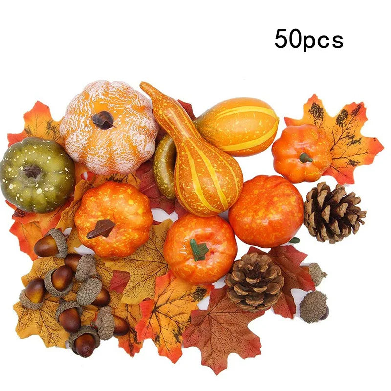 1 Set Fall Harvest Decor Props Artificial Mini Pumpkin Gourd Acorn