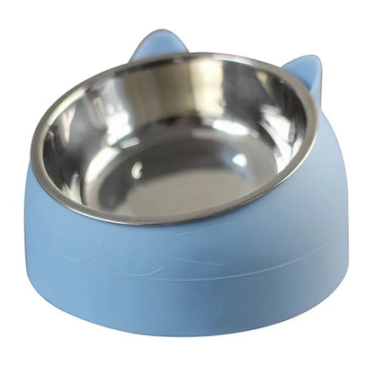 1pc Stainless Steel Creative Inclined Kitten Puppy Food Bowl
