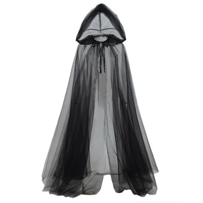 Black Bridal Shawl Witch Vampire Cosplay Cloak Halloween Double Cloak