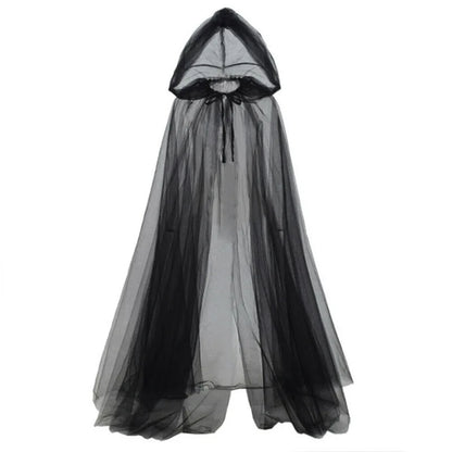 Black Bridal Shawl Witch Vampire Cosplay Cloak Halloween Double Cloak