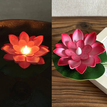 1PC/6PCS LED Lotus Night Lamp Floating Water Sensor Flower Lamp Garden