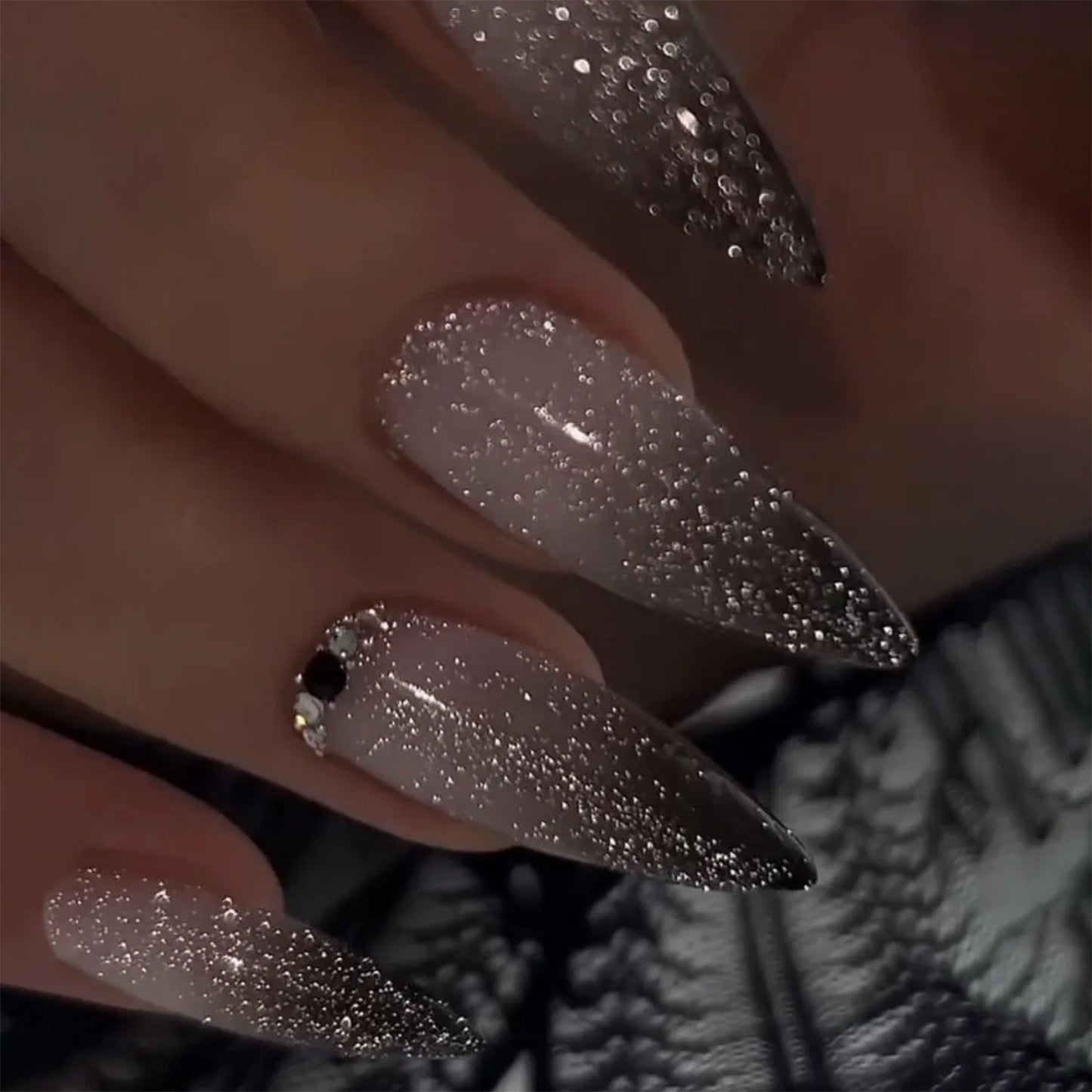 3D Flower French Tip Pink Almond Press On Nails – Handmade Pearl Bead Set | sNails Nails