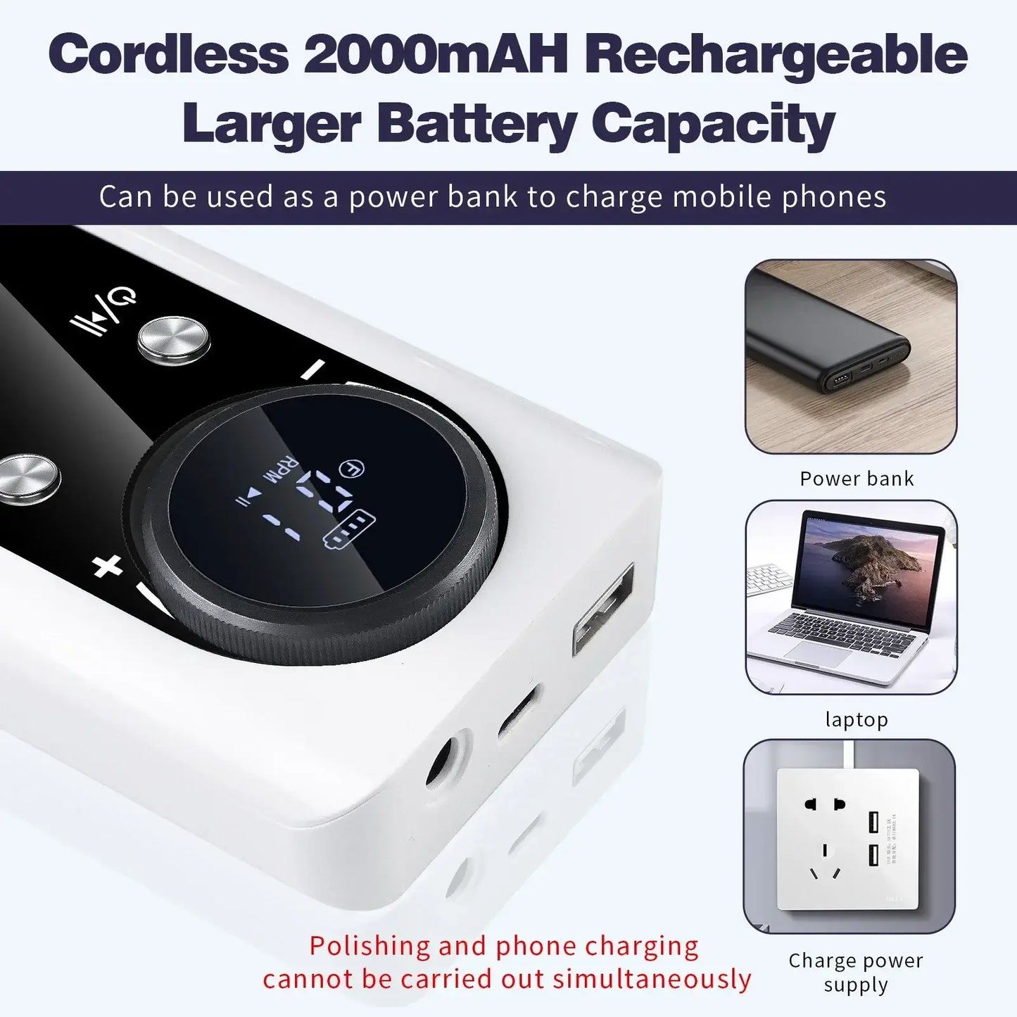 Rechargeable Nail Drill Machine With Low Noise & LCD Display