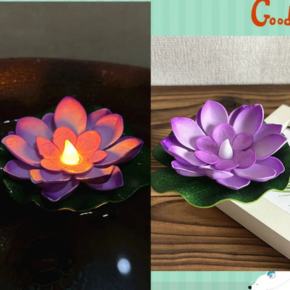 1PC/6PCS LED Lotus Night Lamp Floating Water Sensor Flower Lamp Garden
