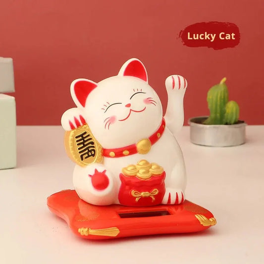1pc Lucky Beckoning Cat Solar Powered Waving Wealth Good Fortune
