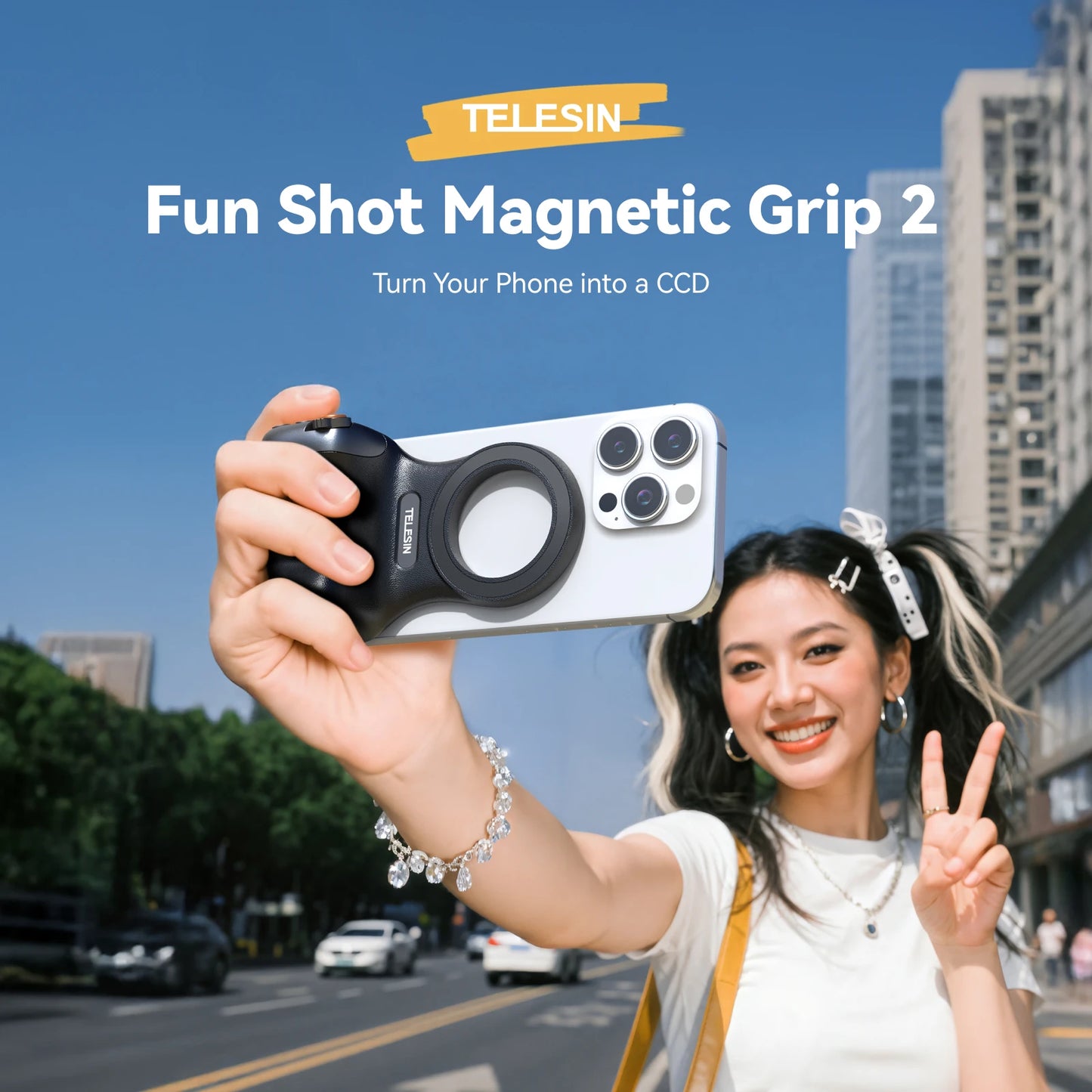 TELESIN Magnetic Phone Camera Shoot Hand Grip Phone Holder Shooting