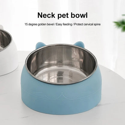1pc Stainless Steel Creative Inclined Kitten Puppy Food Bowl