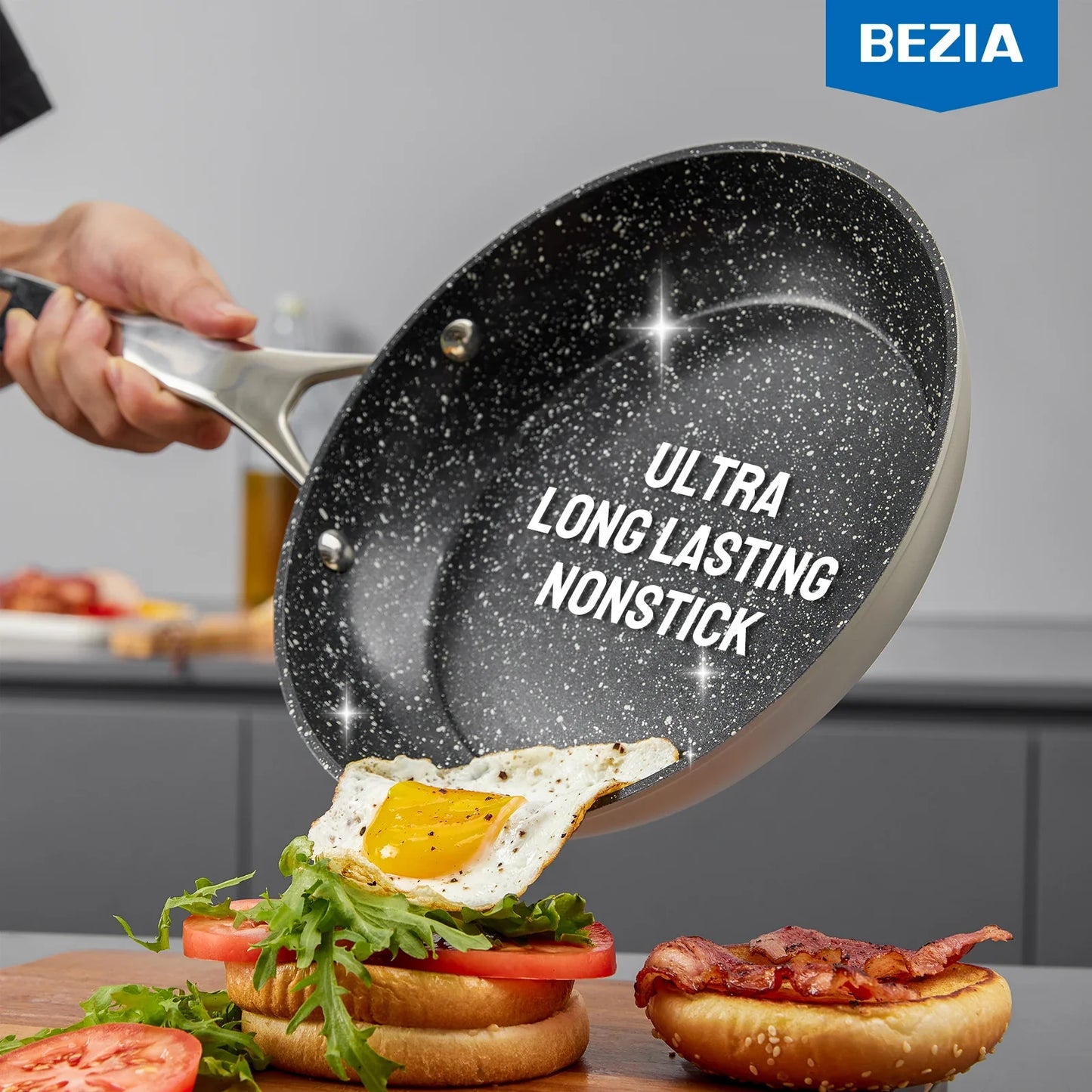 10-Piece, BEZIA Pots and Pans Set for Induction Cooktop