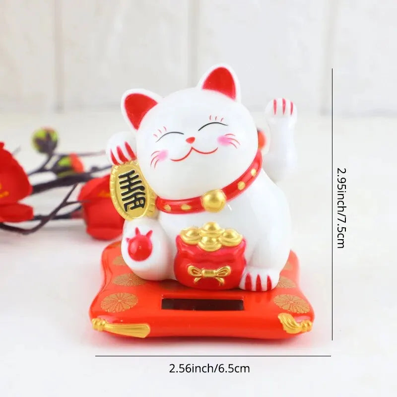 1pc Lucky Beckoning Cat Solar Powered Waving Wealth Good Fortune