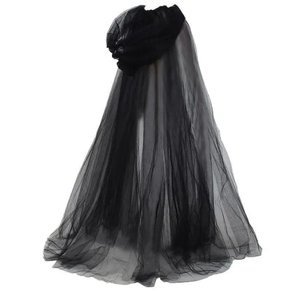 Black Bridal Shawl Witch Vampire Cosplay Cloak Halloween Double Cloak