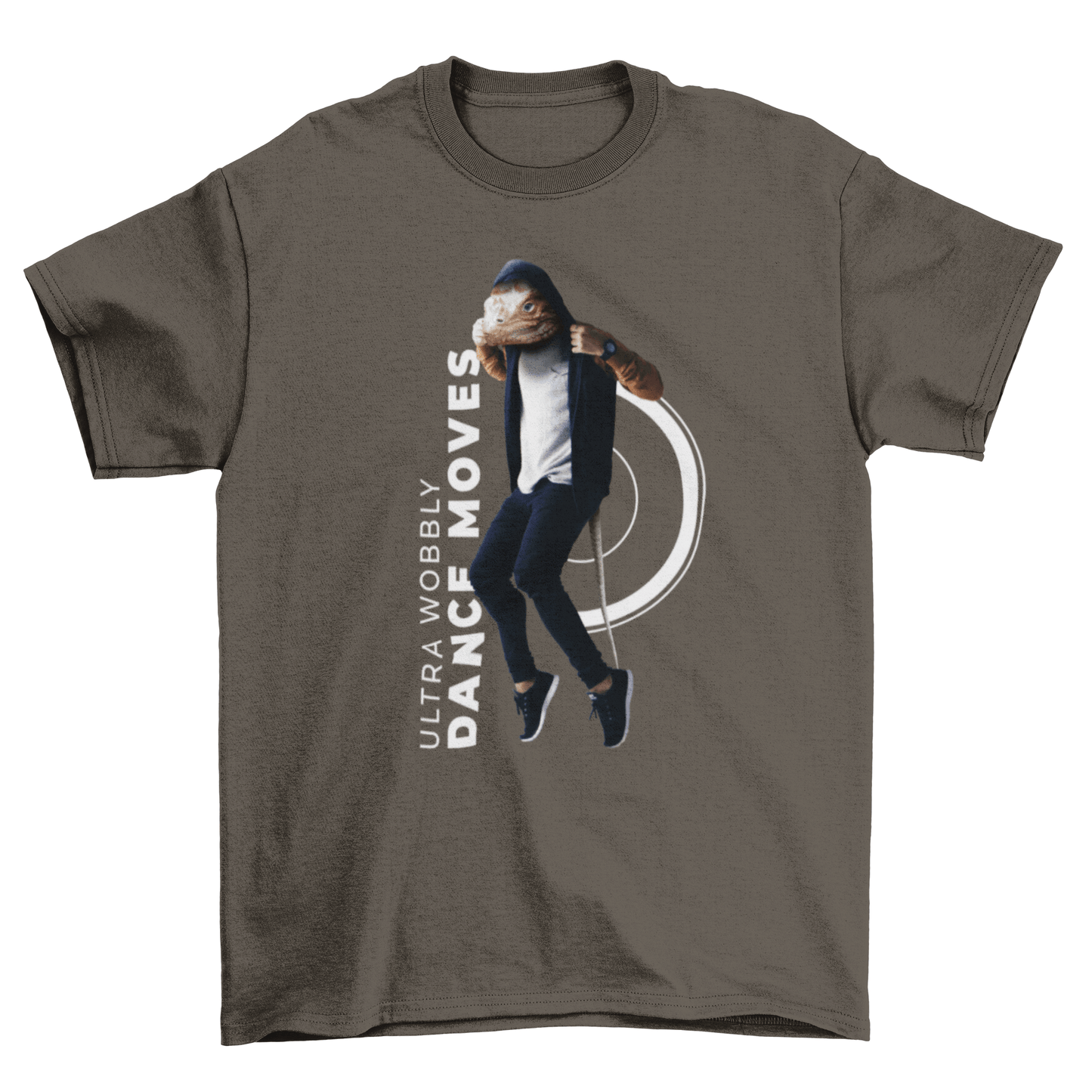 Lizard animal man dancing quote "Ultra wobbly dance moves" hobby on a stylish T-shirt design.