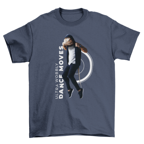 Lizard animal man dancing quote "Ultra wobbly dance moves" hobby T-shirt with quirky design.