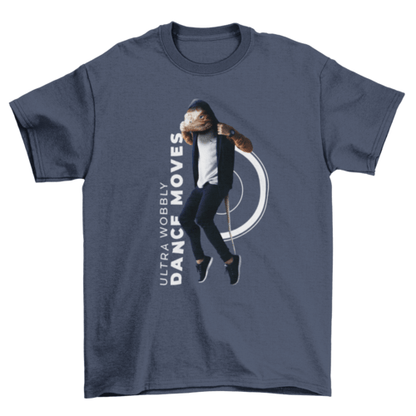 Lizard animal man dancing quote "Ultra wobbly dance moves" hobby T-shirt with quirky design.