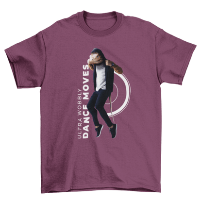 Lizard animal man dancing quote "Ultra wobbly dance moves" hobby T-shirt with quirky dance design.