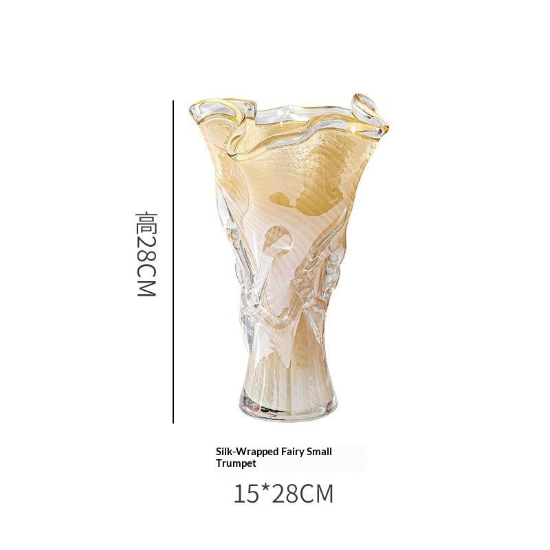 Amber Glass Hydroponic Vase Art Decor Piece