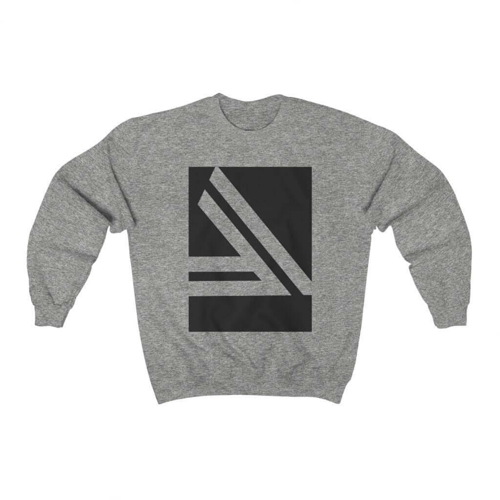 Men's Double Slanted Logo Crewneck Sweatshirt in gray with a bold graphic design.