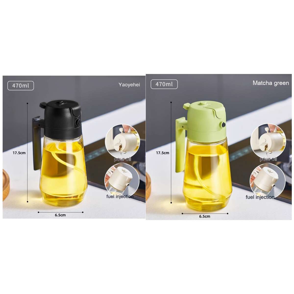 470ML Glass Olive Oil Sprayer & Dispenser – 2-in-1 Spray & Pour Bottle