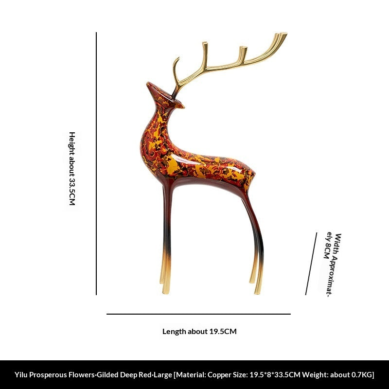 Light-Luxury Modern Decor Lacquered Copper Deer Ornament