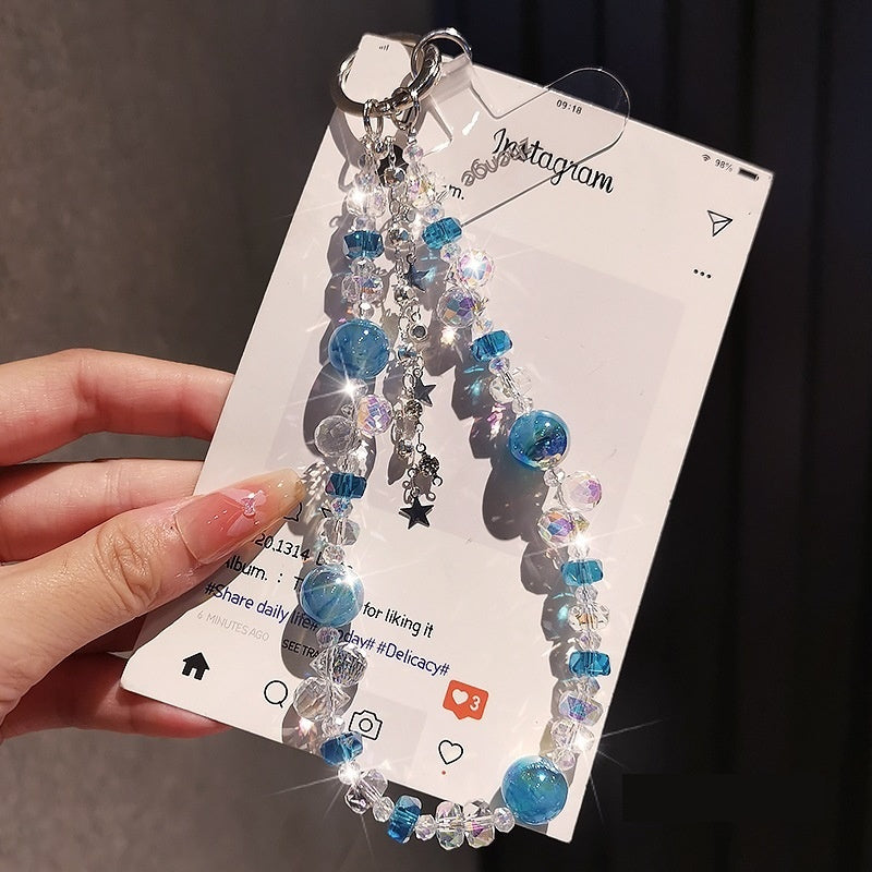 Star-diamond Tassel Crystal Phone Case Charm With Beads