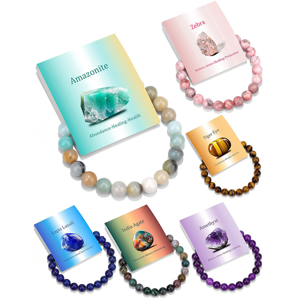 Womens Natural Stone Beaded Elastic Bracelet