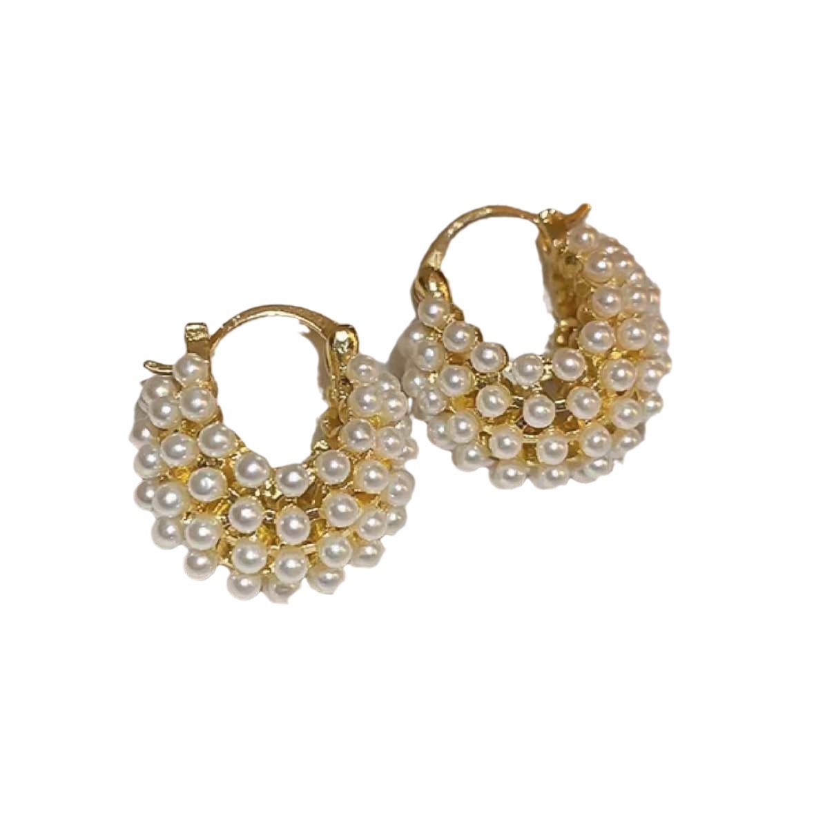 Light-luxury Niche-style French Pearl Basket Earrings