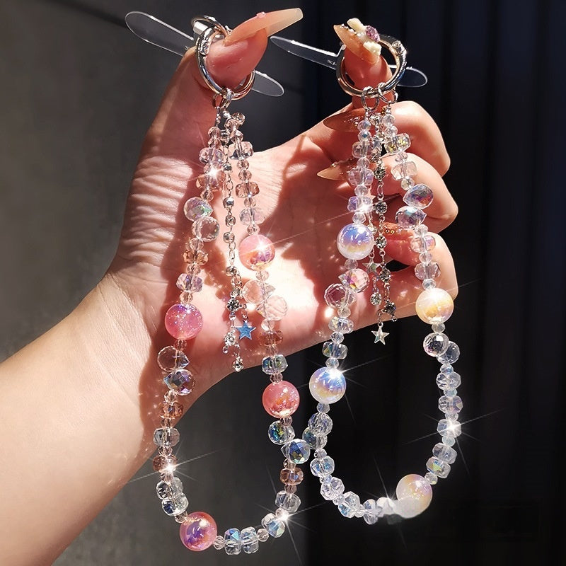 Star-diamond Tassel Crystal Phone Case Charm With Beads