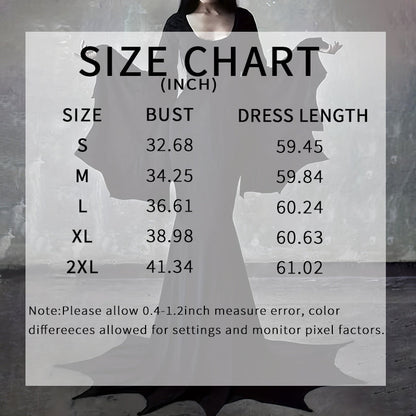 Black Costume Womens Gothic Witch Bat Sleeve Dress Halloween Cosplay