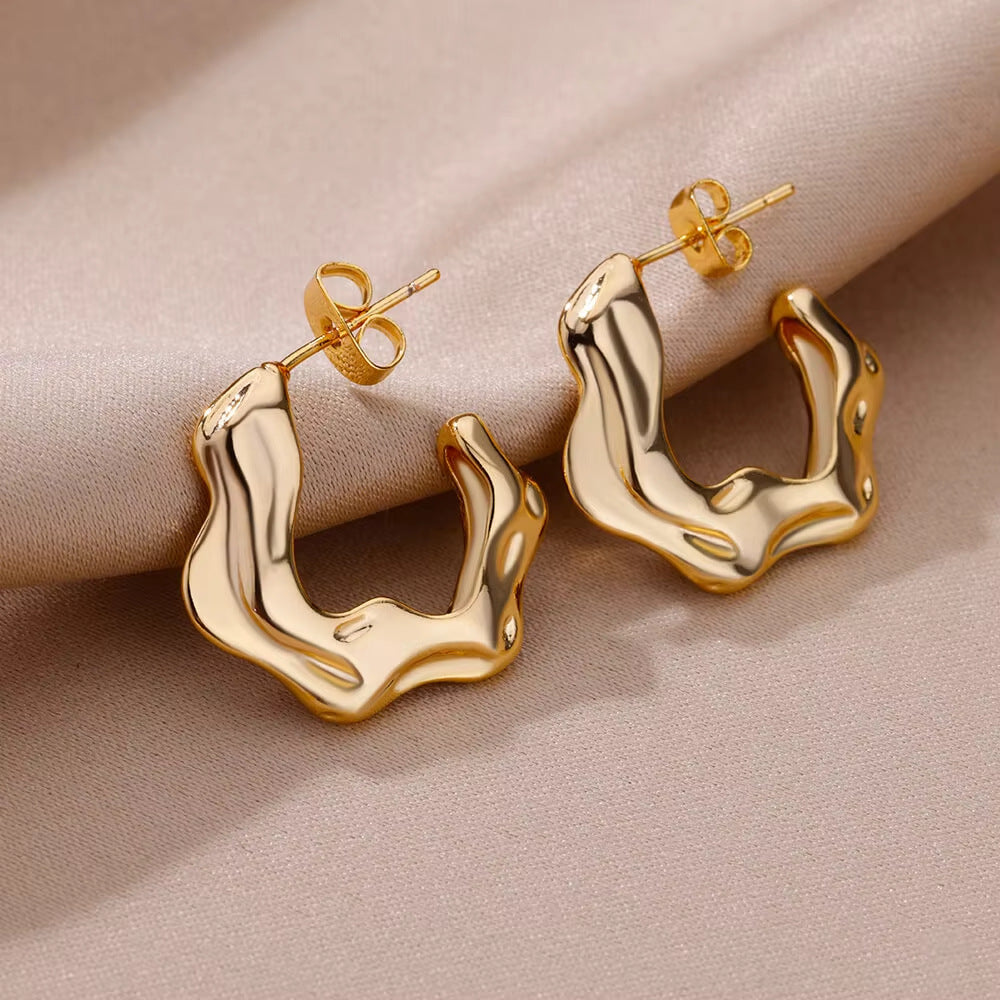 Retro Geometric Stainless Steel Earrings For Women