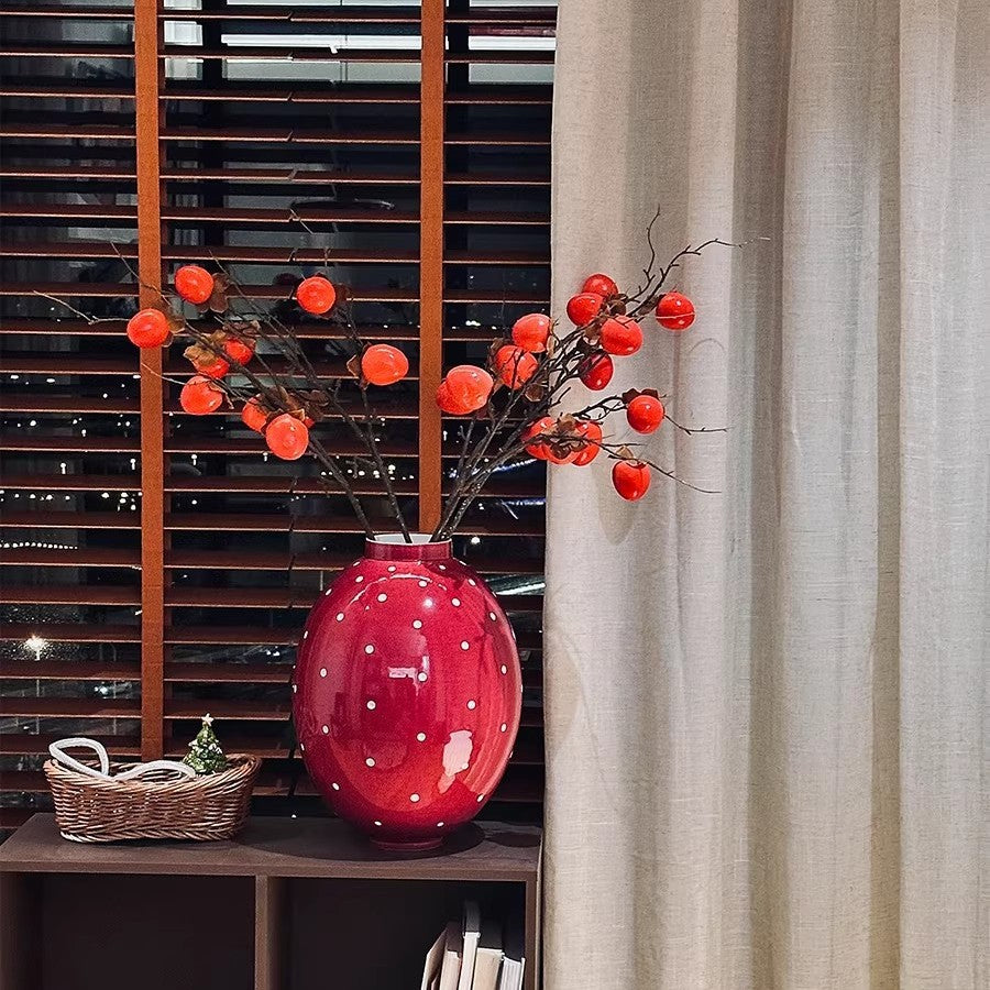 Ceramic Red Vase Home Entryway Decoration