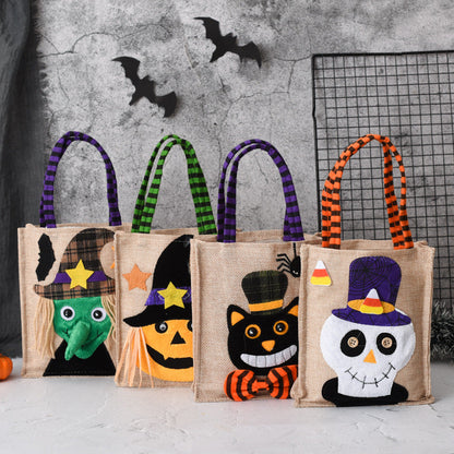 Halloween Candy Tote Bag For Kids Funny Creative Witch Skull Pumpkin