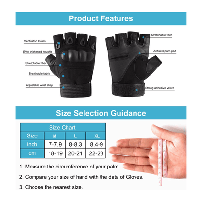 Tactical Fingerless Airsoft Gloves for Outdoor Sports, Paintball