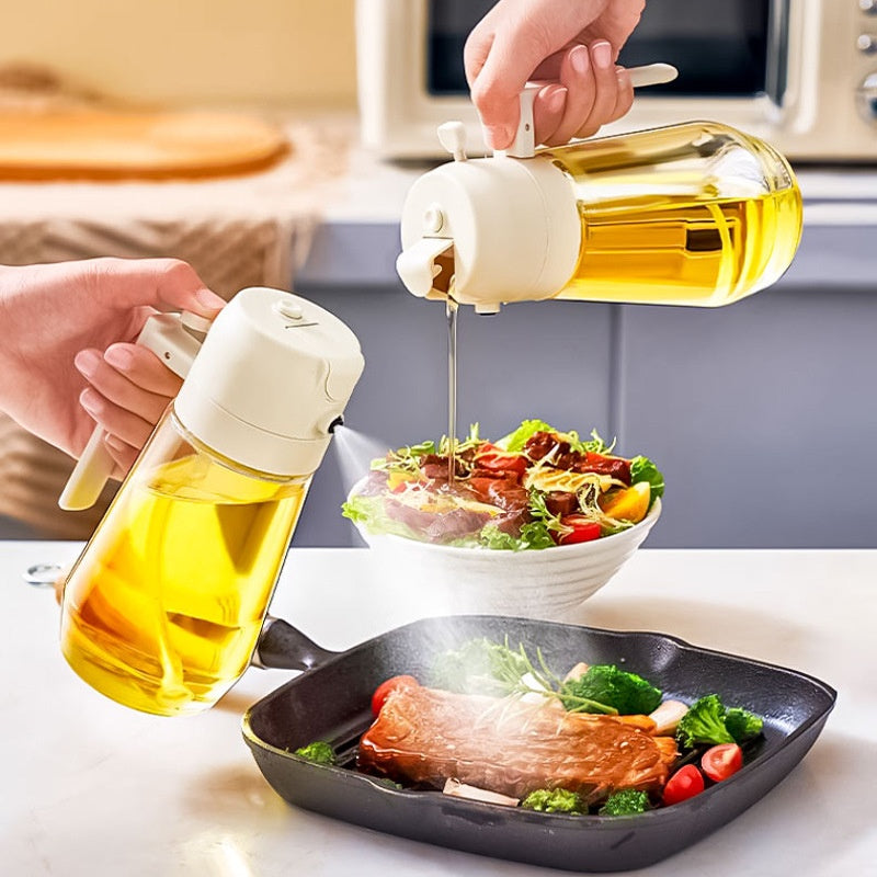 470ML Glass Olive Oil Sprayer & Dispenser – 2-in-1 Spray & Pour Bottle