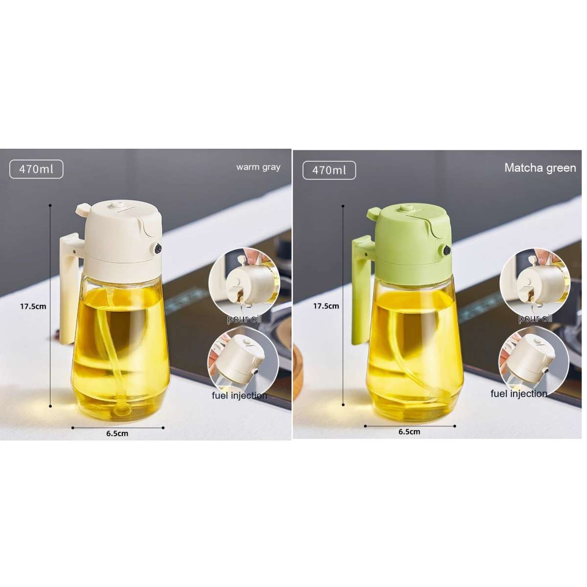 470ML Glass Olive Oil Sprayer & Dispenser – 2-in-1 Spray & Pour Bottle