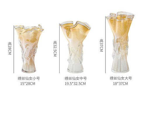 Amber Glass Hydroponic Vase Art Decor Piece