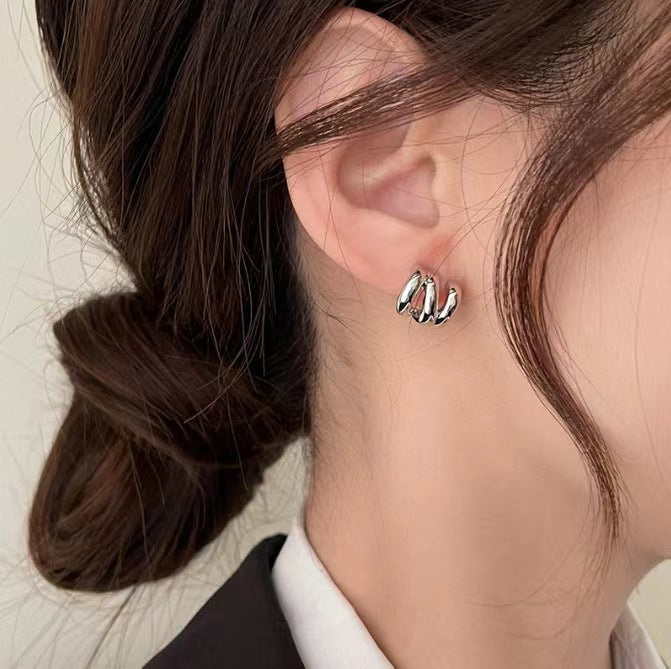 Three-layer Hoop Earrings For Women Niche, High-end Design With A Sophisticated Vibe