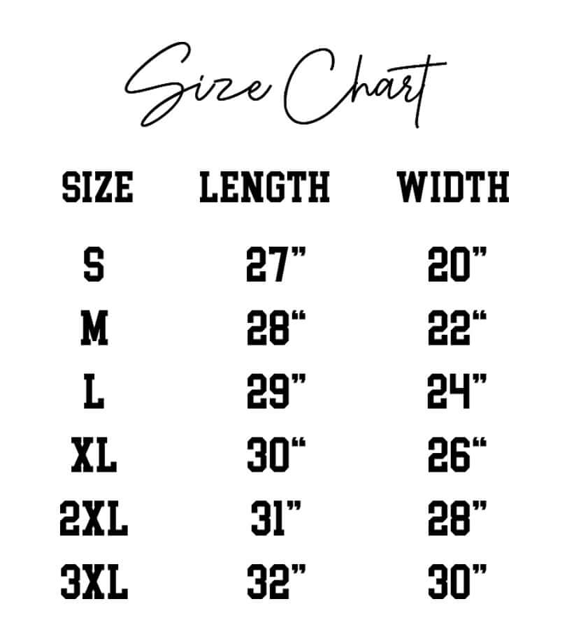Size chart for Drunk AF Sweatshirt, displaying measurements for S, M, L, XL, 2XL, and 3XL.