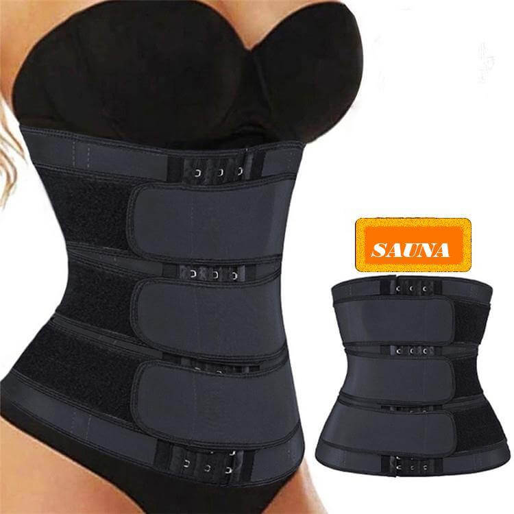 THREE BELT women waist trainer to lose weight while working out - premium neoprene waist trainer for effective fat burn.