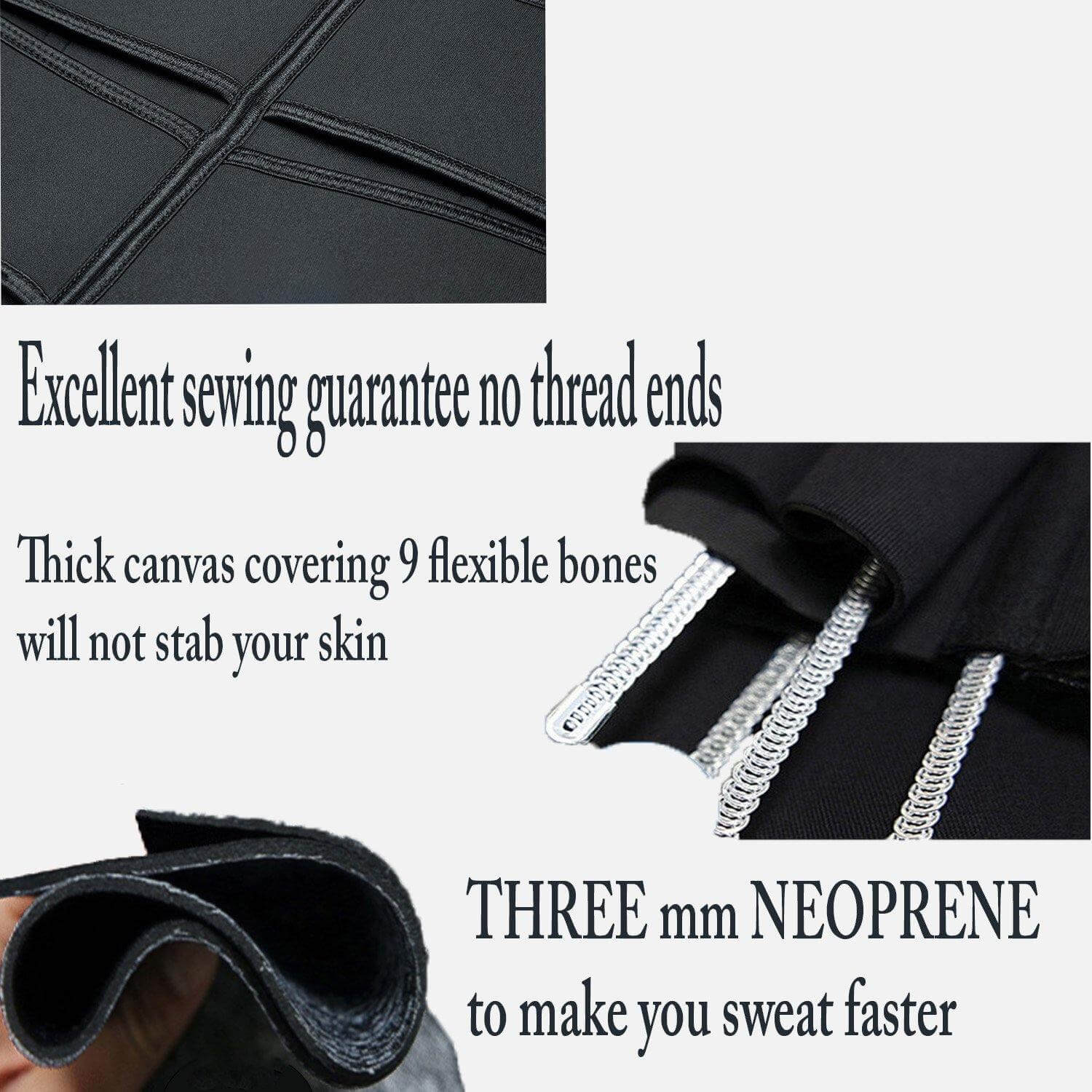 THREE BELT women waist trainer to lose weight while working out features excellent sewing and thick canvas for comfort.