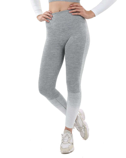Bocana Seamless Leggings - Grey & White, high-waisted women's workout leggings for stylish comfort.