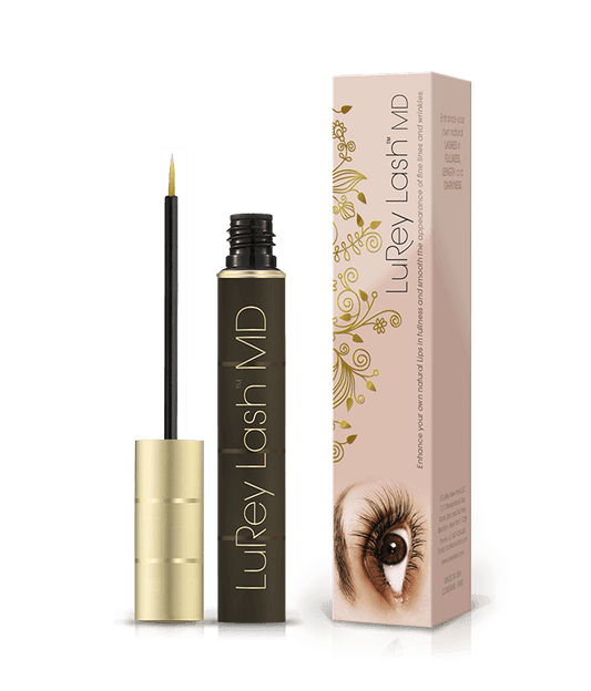 Eyelash Growth Serum LuRey Lash with applicator and packaging displayed.