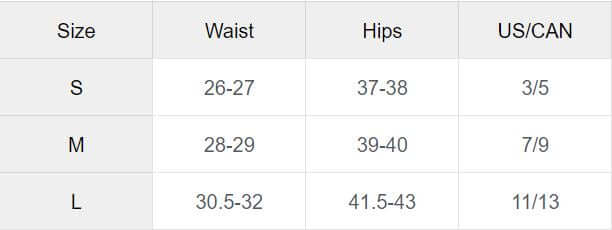 Size chart for Elastic High Waist A-Line Pleated Satin Maxi Skirt Formal Prom BLACK showing waist, hips, and US/CAN sizes.