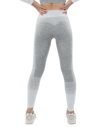 Bocana Seamless Leggings - Grey & White back view showcasing seamless design and high waistband.