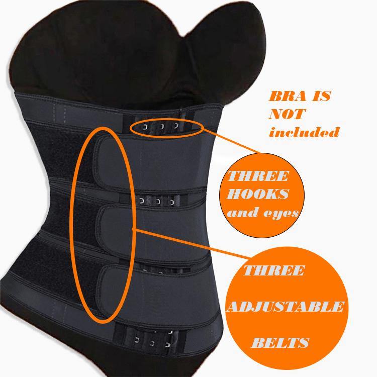 THREE BELT women waist trainer to lose weight while working out with three adjustable belts and hooks.