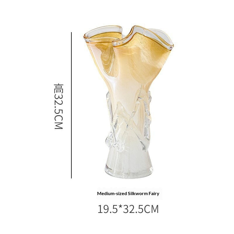 Amber Glass Hydroponic Vase Art Decor Piece